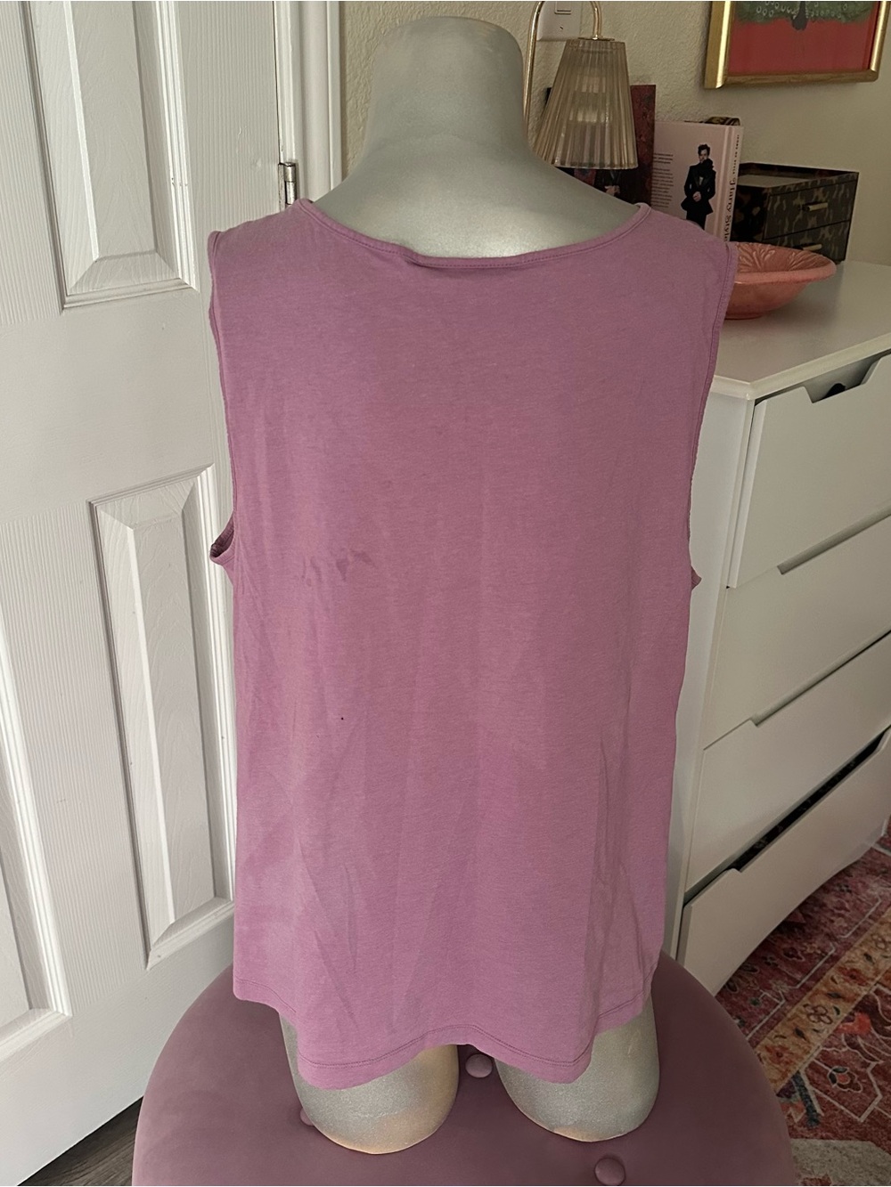 Dana Buchman Y2K Purple Sequin Detail Satin-Feel Top - Picture 3 of 8